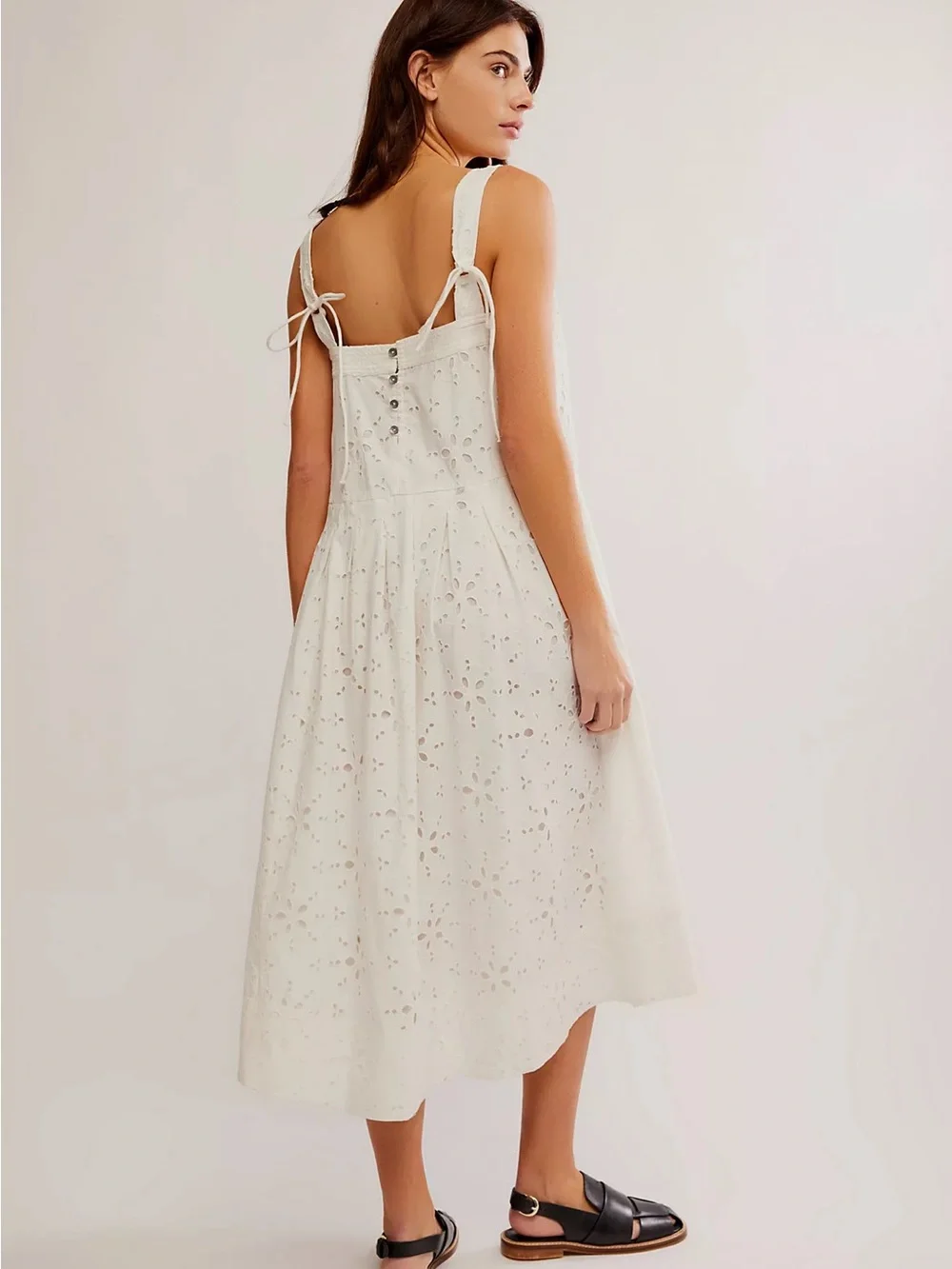 Free People Primavera White Eyelet Midi Dress